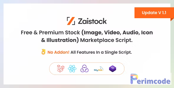 Zaistock V1.1 – Free & Premium Stock Photo, Video, Audio, Icon Illustration Script