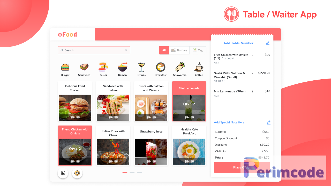 EFood – Table/Waiter App V1.1