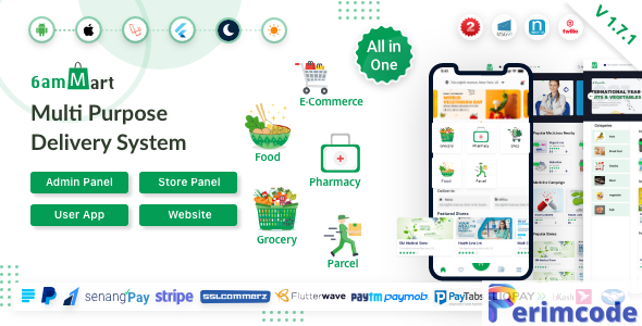 6amMart v2.0 – Multivendor Food, Grocery, eCommerce, Parcel, Pharmacy delivery app with Admin & Website – nulled