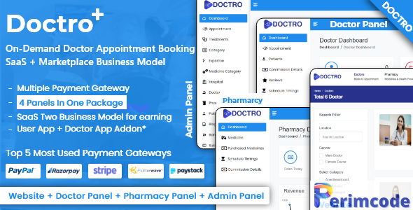 Doctro v4.3 – On-Demand Doctor Appointment Booking SaaS Marketplace Business Model – nulled