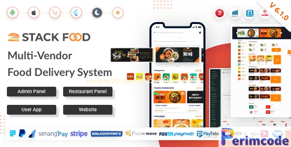 StackFood Multi Restaurant v6.0.1 – Food Delivery App with Laravel Admin and Restaurant Panel – nulled