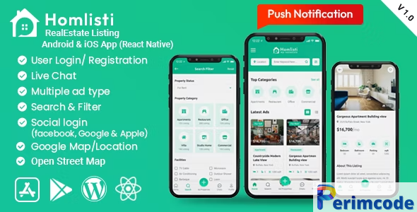 HomListi v1.10.3 – Real Estate Listing Android & iOS App