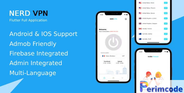 Nerd VPN v6.0.1 – Flutter VPN Full Application with IAP, Integrated with Backend and Admin Panel