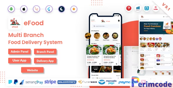 eFood v9.1 – Food Delivery App with Laravel Admin Panel + Delivery Man App – nulled