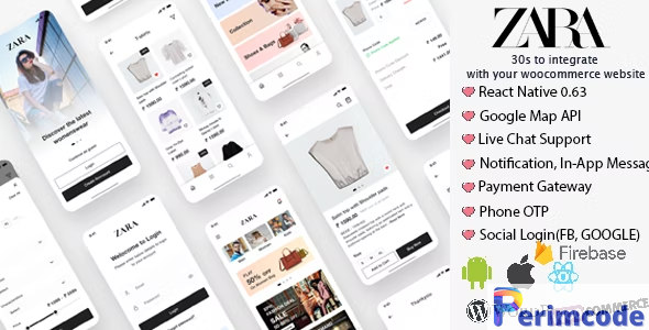 Zara App v1.0 – React Native Woocommerce