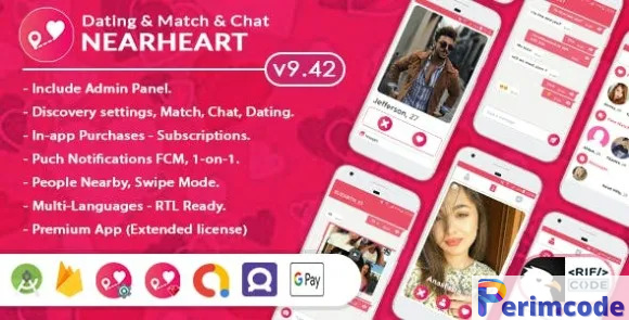 Nearheart v9.42 – Android Native Dating Tinder Clone App with Admin panel